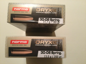 En 30.06 => 2 boites Norma ORYX (11,7 & 13g)