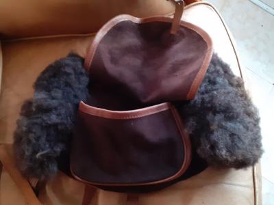 manchon cuir et vrai laine